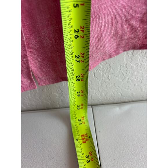 L.L.Bean Pink 3/4 Sleeve Linen Button Down Shirt Size Large - Picture 7 of 8